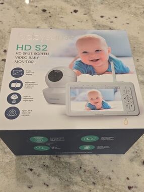 Babysense HD S2 White & Gray HD Split Screen Video Baby Monitor